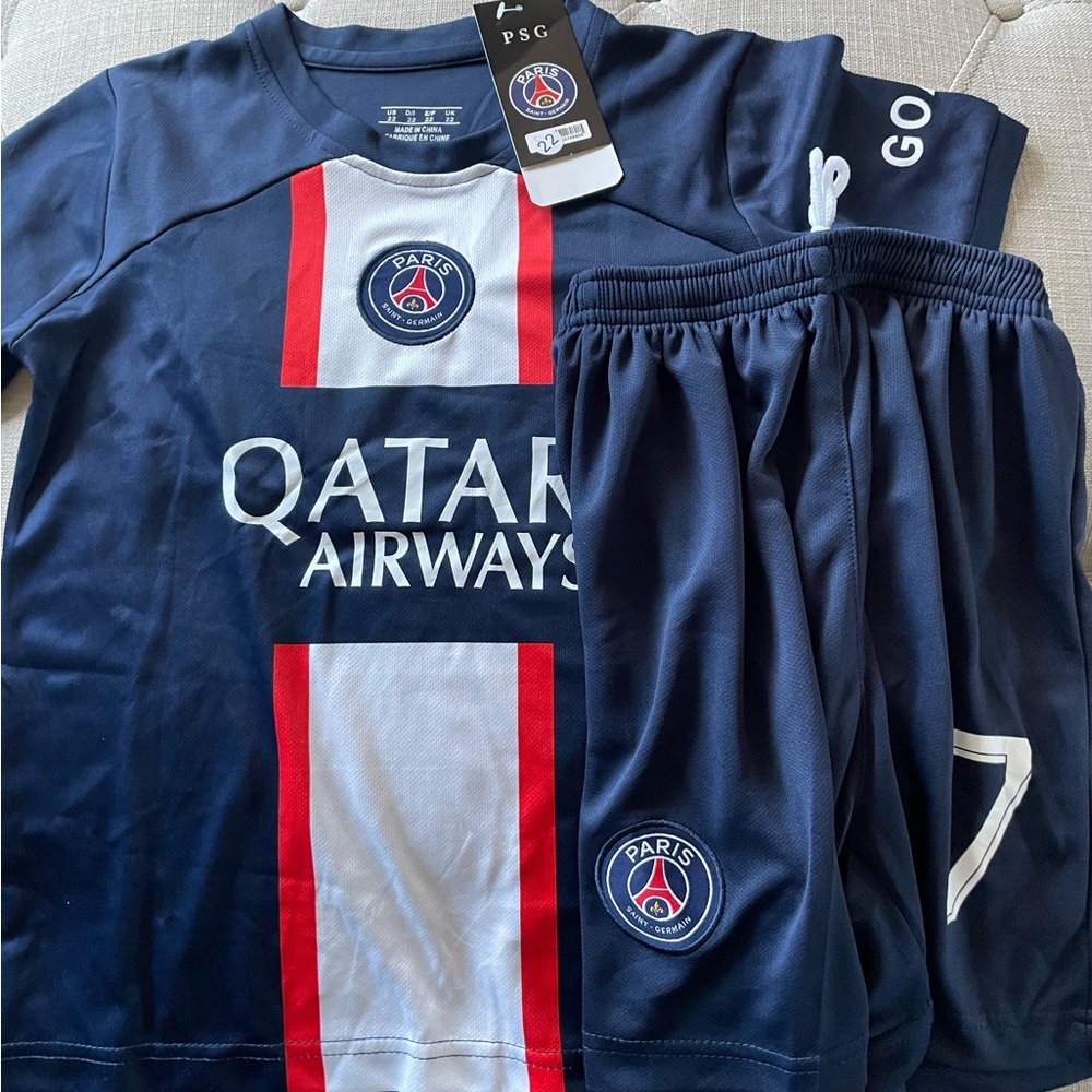 Mbappe jersey snd shorts set